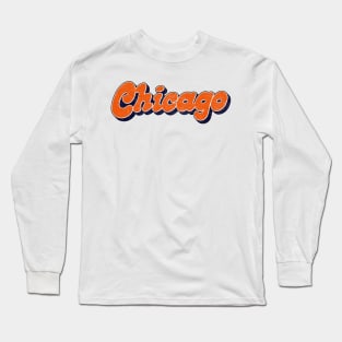 Chicago Bears  // Retro Colors Faded Style Design Long Sleeve T-Shirt